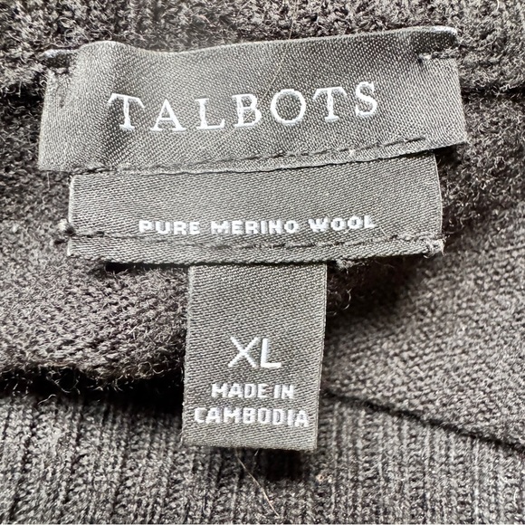 Talbots Sweater 100% Merino Wool Black Long Sleeve Shirt Top Soft Sz XL - Picture 3 of 15
